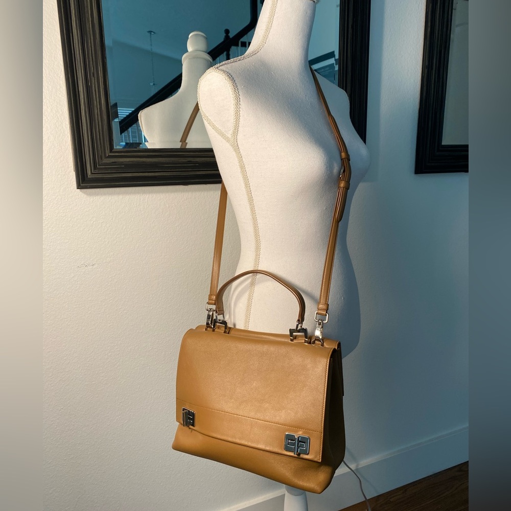 RARE PRADA Runway/AD 2014 Vitello Lux Calf Double Flap Satchel COA - Picture 8 of 16
